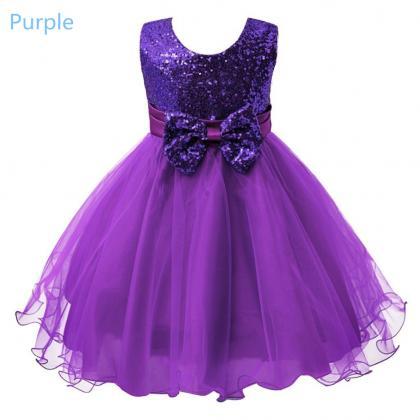 Sequins Tulle Sleeveless Pretty Flower Girl Dresses 2016 With Bow Sash ...